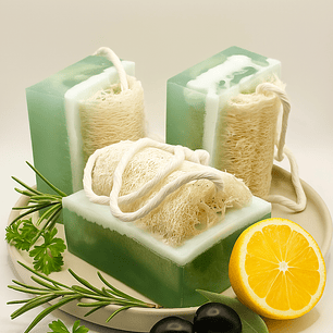 Sabonete XL para Duche, Algas Marinhas & Aroma Mediterrâneo com Esponja Luffa embutida