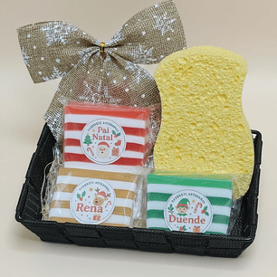 🎄 Cesto de Natal com 5 Sabonetes Temáticos