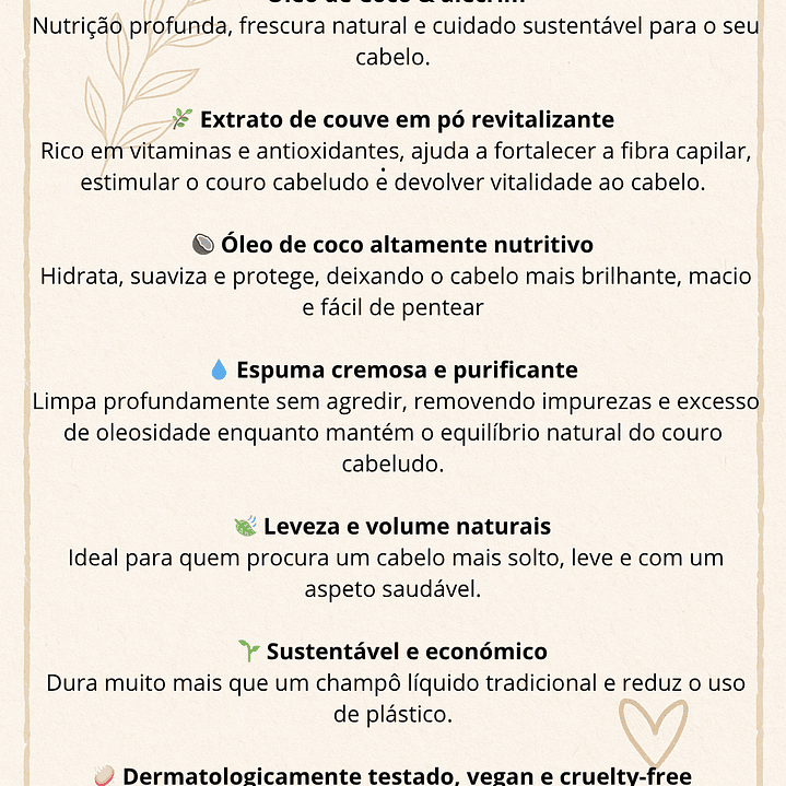 Champô Sólido Artesanal com Extrato de Couve, Óleo de Coco & alecrim 2