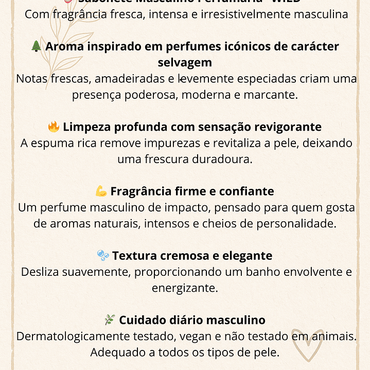 Sabonete Masculino Perfumaria “WILD” com manteiga de Karité 2