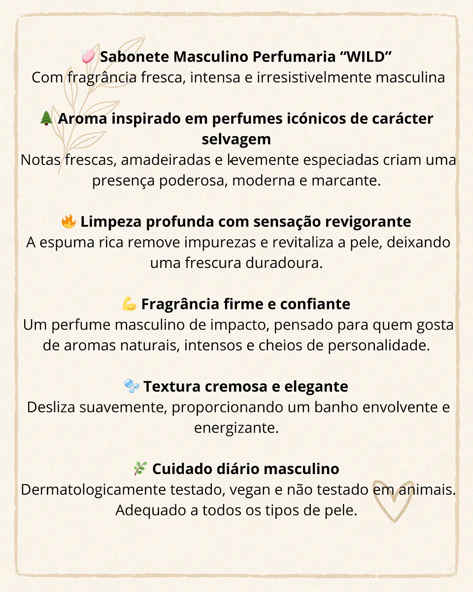 Sabonete Masculino Perfumaria “WILD” com manteiga de Karité 2