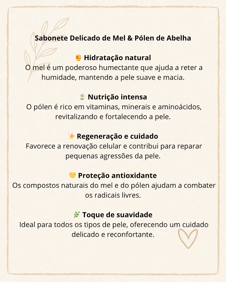 Sabonete delicado de Mel, extrato de Própolis e Pólen de abelha 2