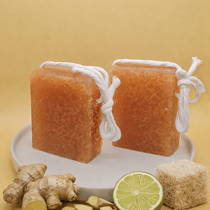 🫚Sabonete Esfoliante de Gengibre & Limão com Esponja Natural integrada🍋