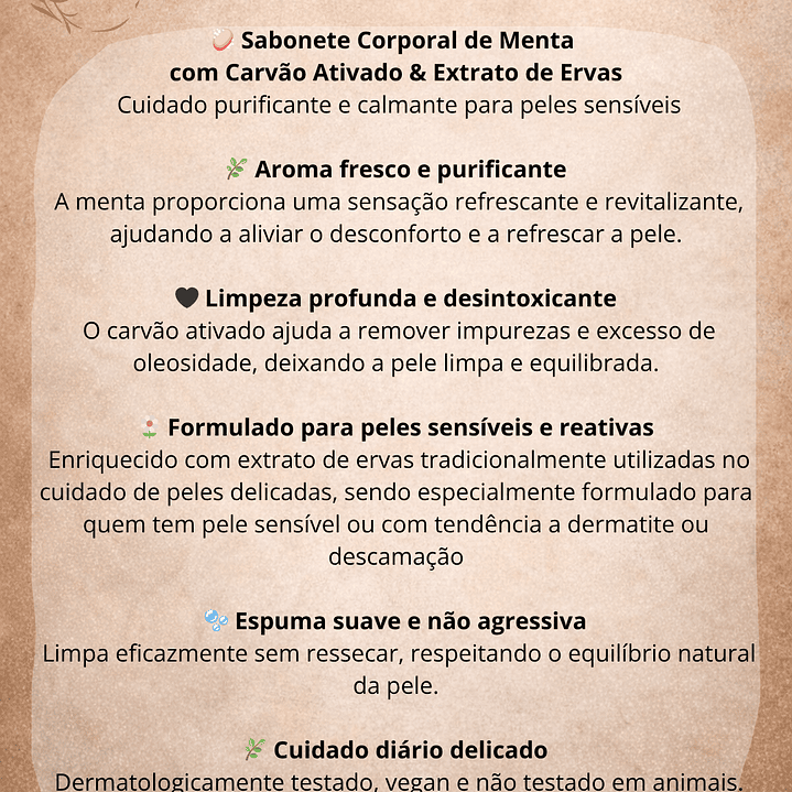 Sabonete Corporal de Menta & Carvão Ativado 2