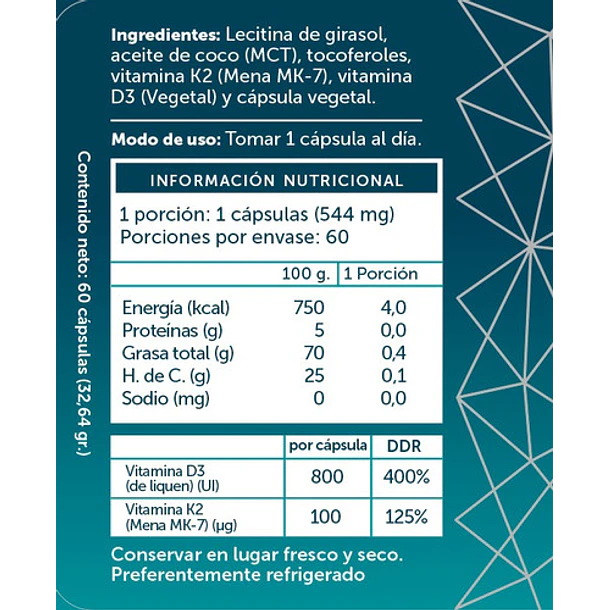 Wellplus Vitamina D3 + K2 Plus 60 Capsulas 2