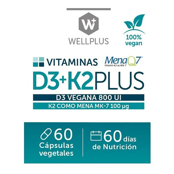 Wellplus Vitamina D3 + K2 Plus 60 Capsulas 4