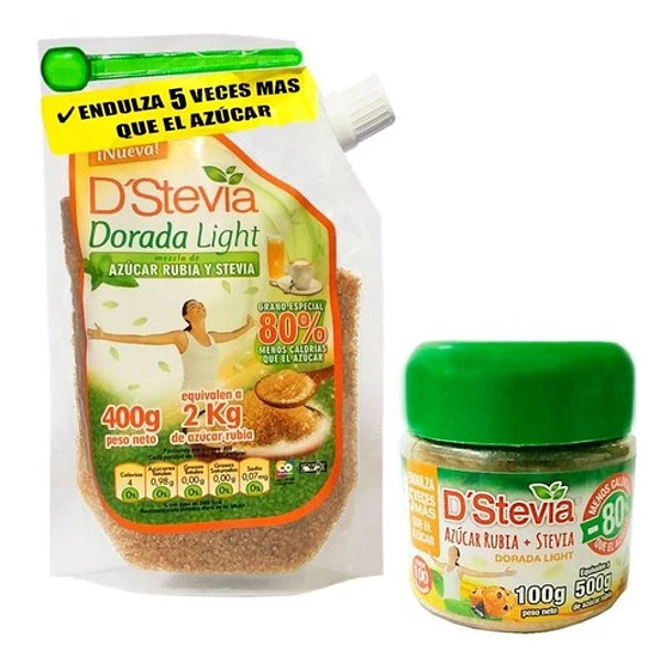 Pack Azucar Dorada Mas Stevia 400gr + Pote Dorada Light 100g 2