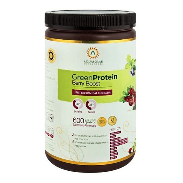 Aquasolar - Green Protein - Berry Boost 600g Polvo 1