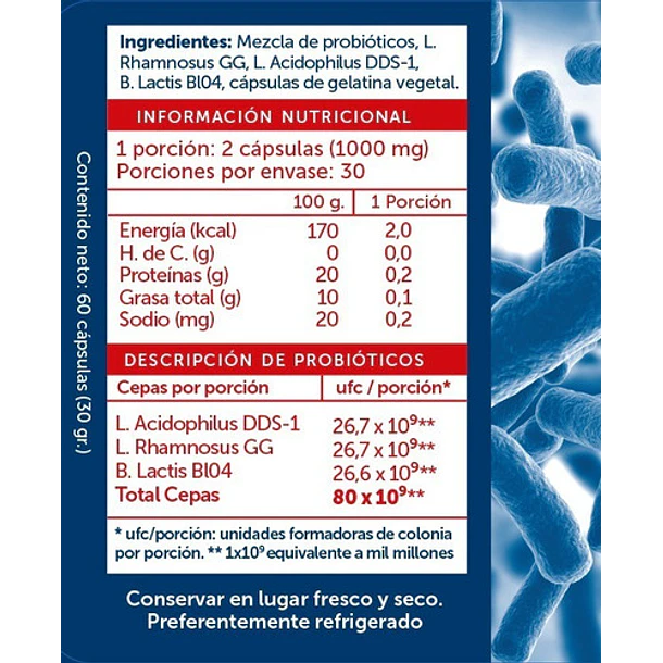 Wellplus Probiotico Plus 80b 60 Capsulas 2