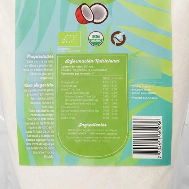 Manare - Harina De Coco Orgánica (2 Unidades De 500 Grs) 2