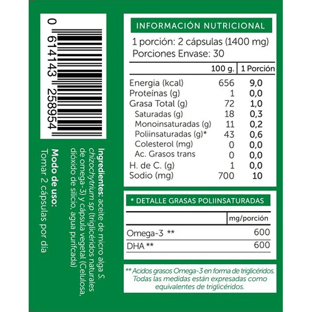 Wellplus Omega-3 Vegano 60 Cápsulas 2