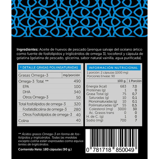 Wellplus Omega Plus 490mg (fosfolípidos De Omega 3) 180 Cáps 2