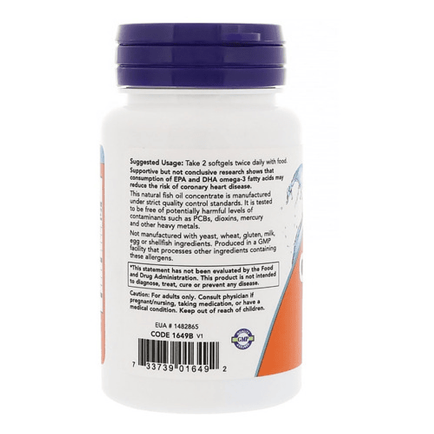 Now - Omega 3 Destilado Molecularmente, 30 Cápsulas Blandas 3