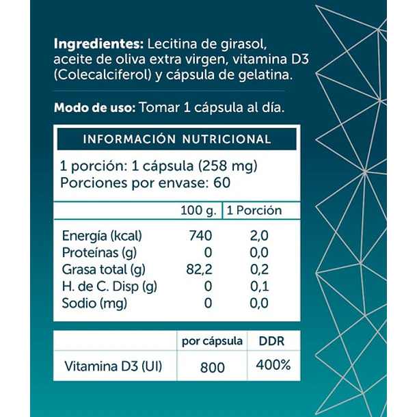 Vitamina D3 Plus | Colecalciferol 800 Ui | 60 Caps. 3