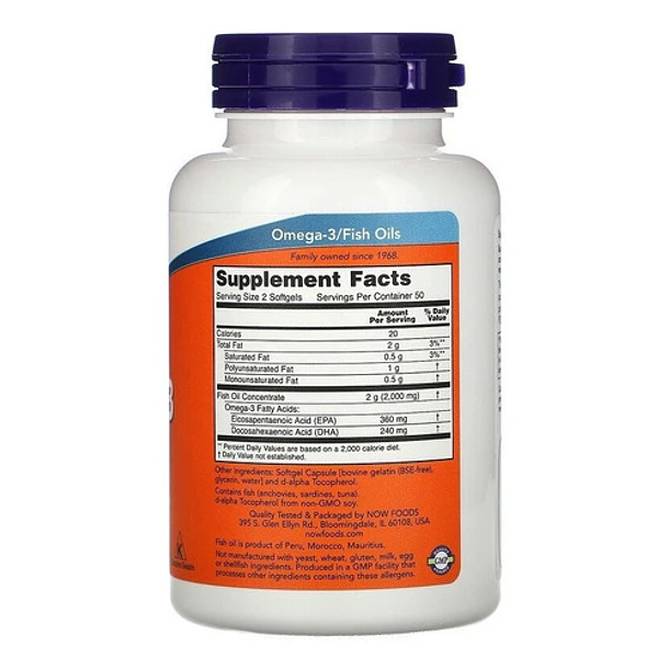 Now Foods - Omega-3, 100 Cápsulas Blandas 2