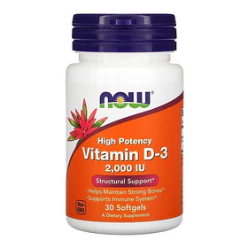 Now - Vitamina D-3, 2000 Ui, 30 Cápsulas