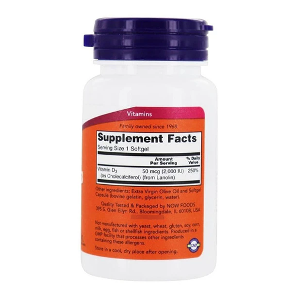Now - Vitamina D-3, 2000 Ui, 120 Cápsulas 2