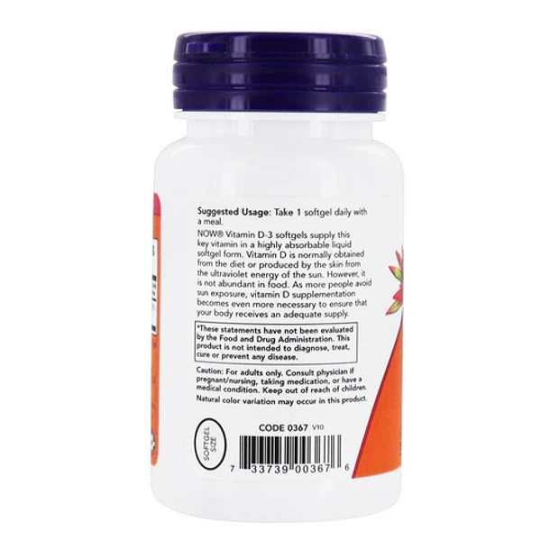 Now - Vitamina D-3, 2000 Ui, 120 Cápsulas 3