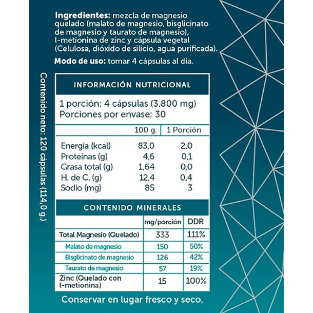 Magnesio Quelado Triple+zinc Wellplus 120 Cápsulas X 2 Un. 3