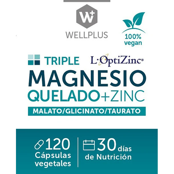 Magnesio Quelado Triple+zinc Wellplus 120 Cápsulas X 2 Un. 4