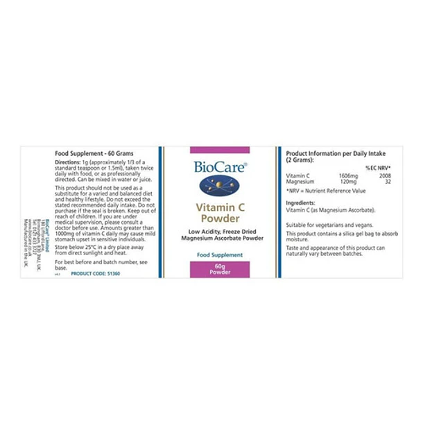 Biocare - Vitamina C En Polvo 60g X2 Unidades 2