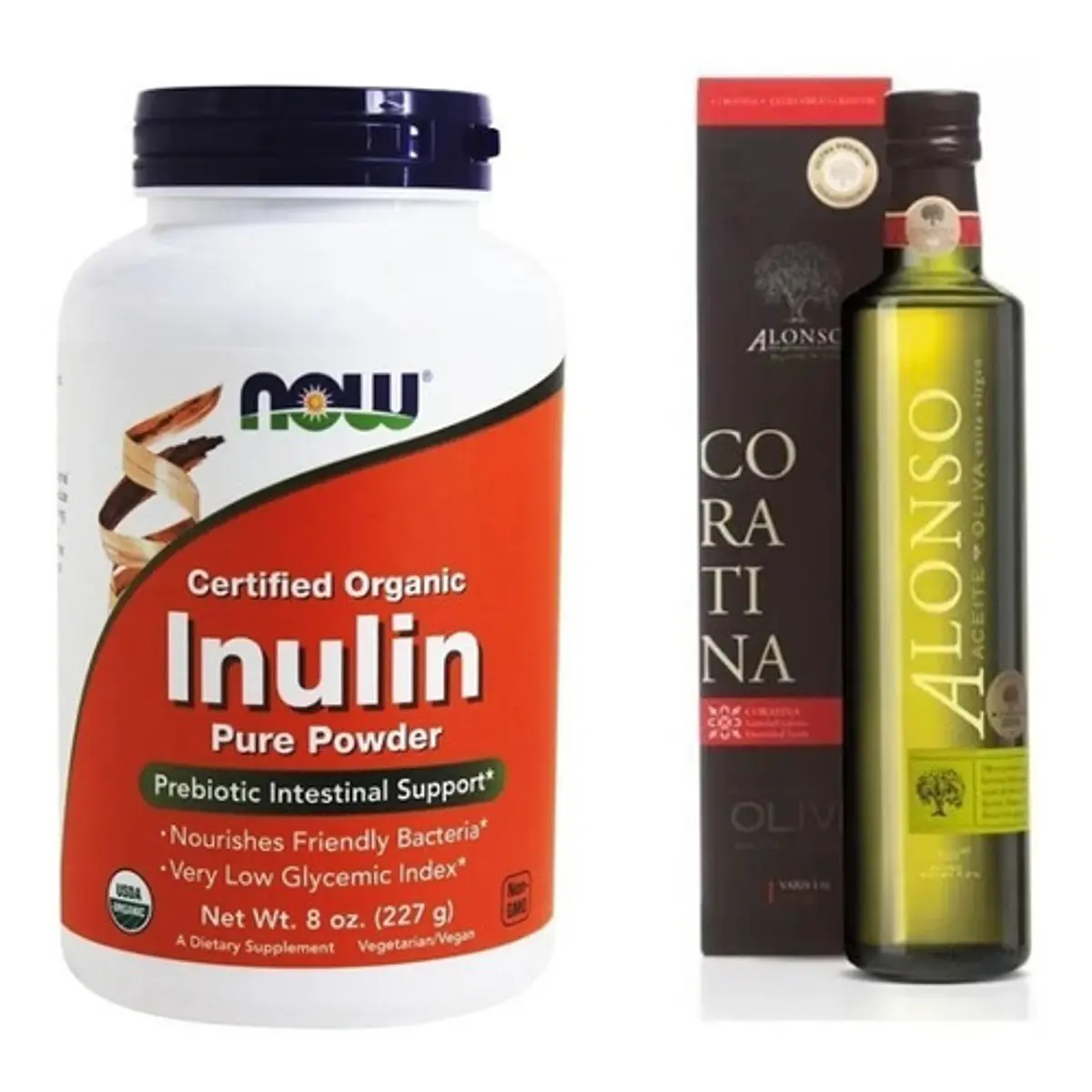 Inulina Polvo Now Foods + Aceite Oliva Extra Virgen Alonso