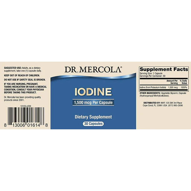 Mercola - Iodine 1.500 Mg 30 Cápsulas (glandula Tiroide) 2