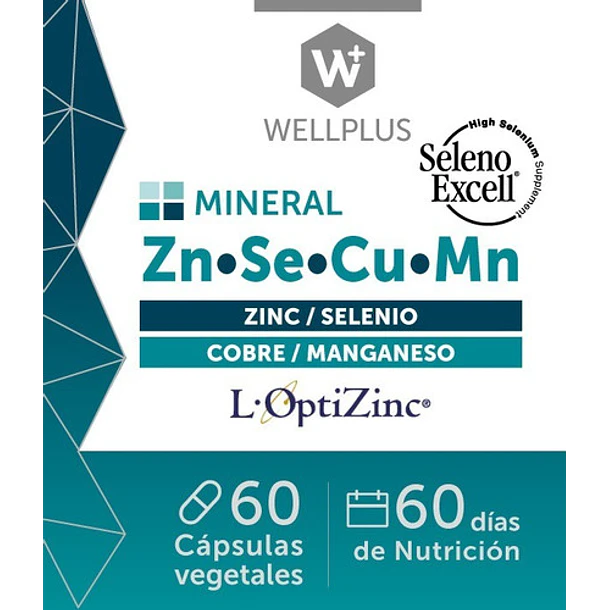 Wellplus Zn*se*cu*mn (zinc Selenio Cobre Manganeso) 60 Caps 3