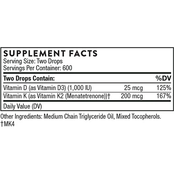Thorne - D+k2  1000 Ui 30 Ml 2