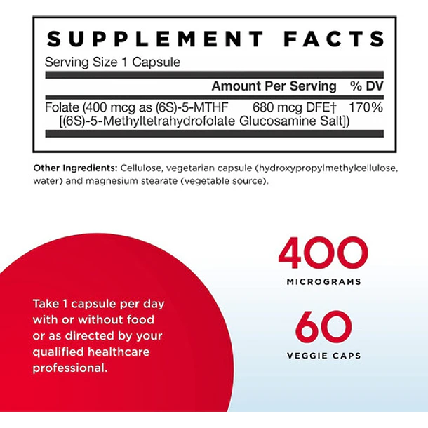 Jarrow - Metil Folate 400 Mg Formulas 60 Capsulas 3