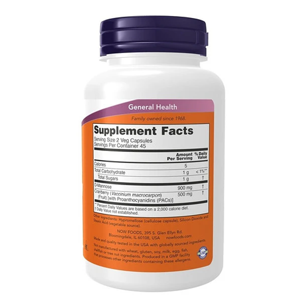 Now Foods - Mannose Cranberry  (90 Cápsulas) 2