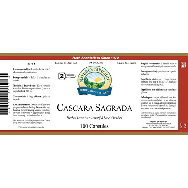 Nature's Sunshine - Cáscara Sagrada (100 Caps) 3