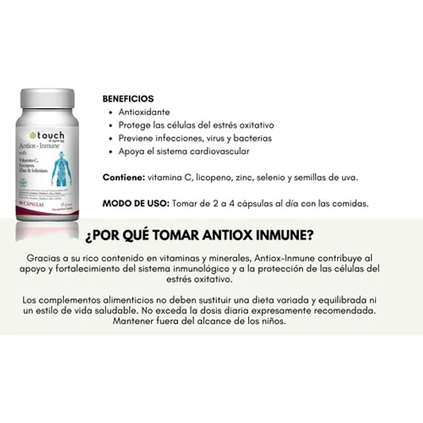 Touch Of Synergy - Antiox Inmune (90 Cápsulas) 4