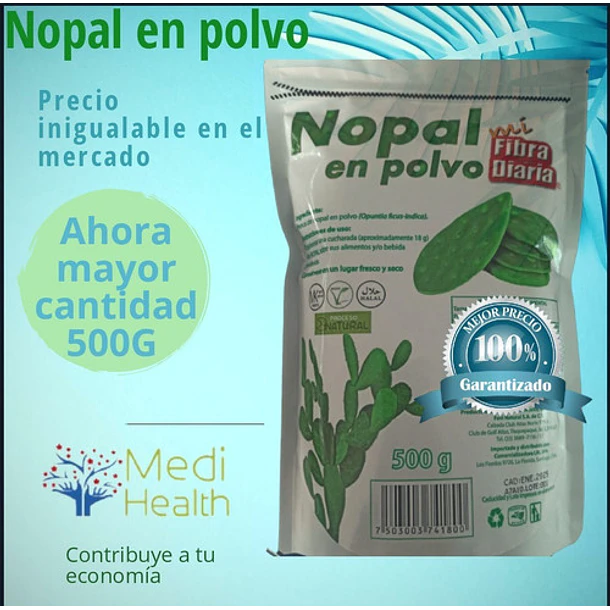 Nopalissimo - Nopal 100 % Puro En Polvo 500 Grs. 3