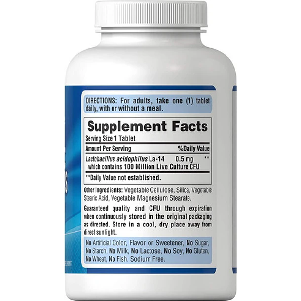 Puritan's Pride Probiotico Acidophilus, 250 Capsulas 2