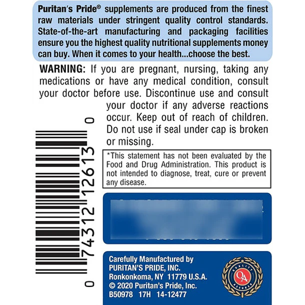 Puritan's Pride Probiotico Acidophilus, 250 Capsulas 3