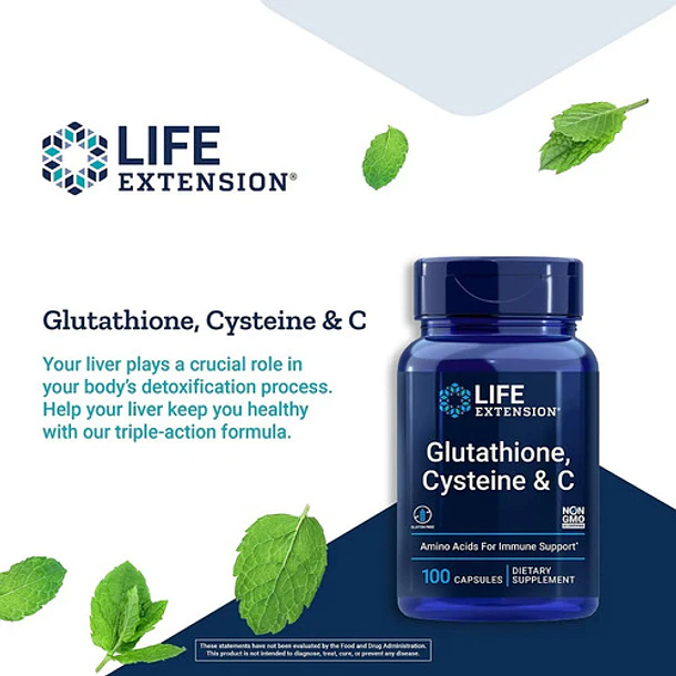 Life Extension - Glutatión, Cisteína + C  (100 Caps ) 3