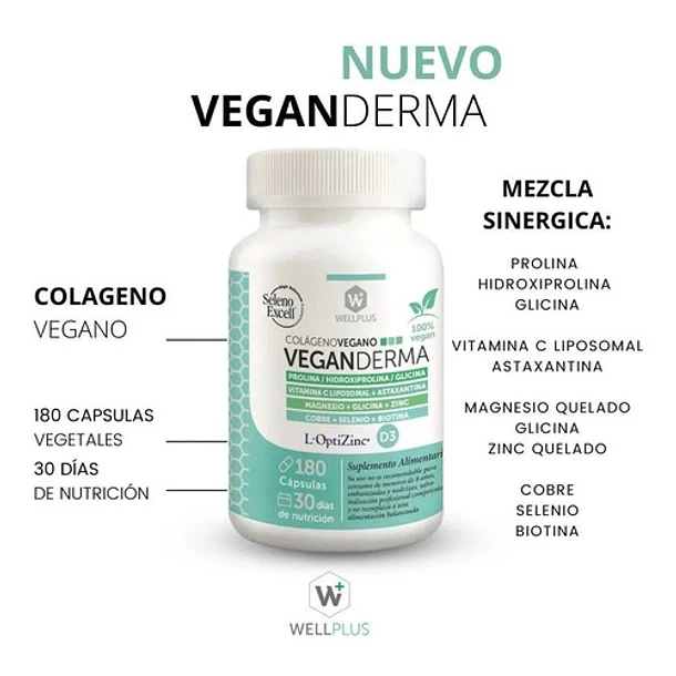 Wellplus - Vegan Derma Colágeno Vegano 180 Caps 6