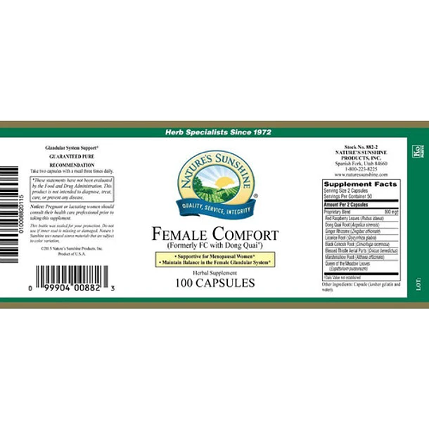 Nature Sunshine - Female Comfort 100 Caps (menopausia) 2
