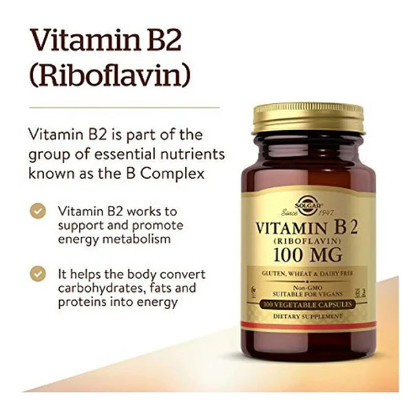 Solgar -vitamina B2 (riboflavina) 100mg 100 Caps  3
