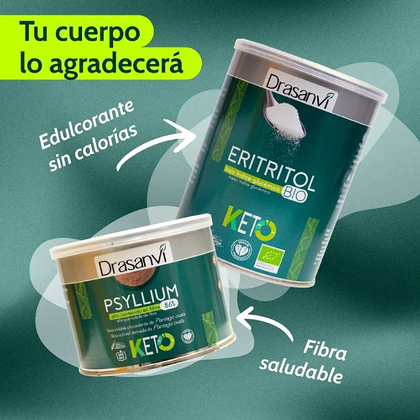 Dransanvi - Pack Keto Eritritol 500 Gr + Psyllium 200 Gr 2