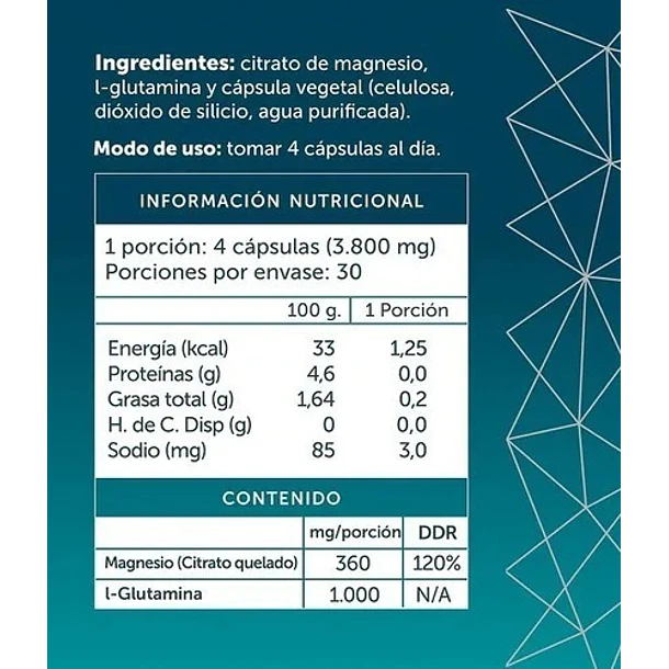 Magnesio Citrato L Glutamina 120 Cap Wellplus 2