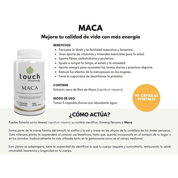 Touch Of Synergy- Maca 900mg 90 Capsulas 3