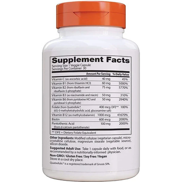 Doctor's Best, - Complejo B Activo Quatrefolic, 30 Cápsulas  2