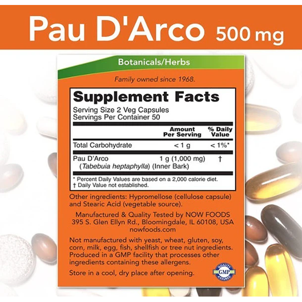 Now Foods - Pau D Arco 500mg 100 Caps  2