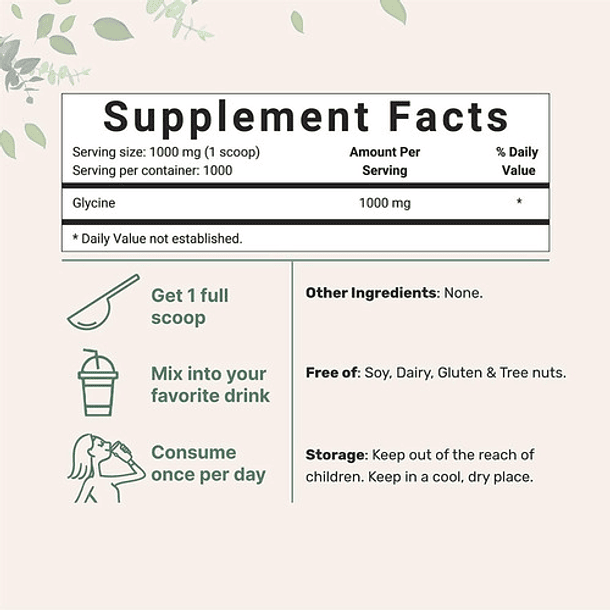 Micro Ingredients - Pura Glicina En Polvo 1kg Sin Sabor 4