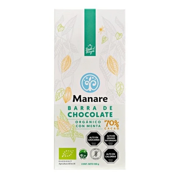 Manare - Barra De Chocolate Con Menta 70% Cacao 100g 1