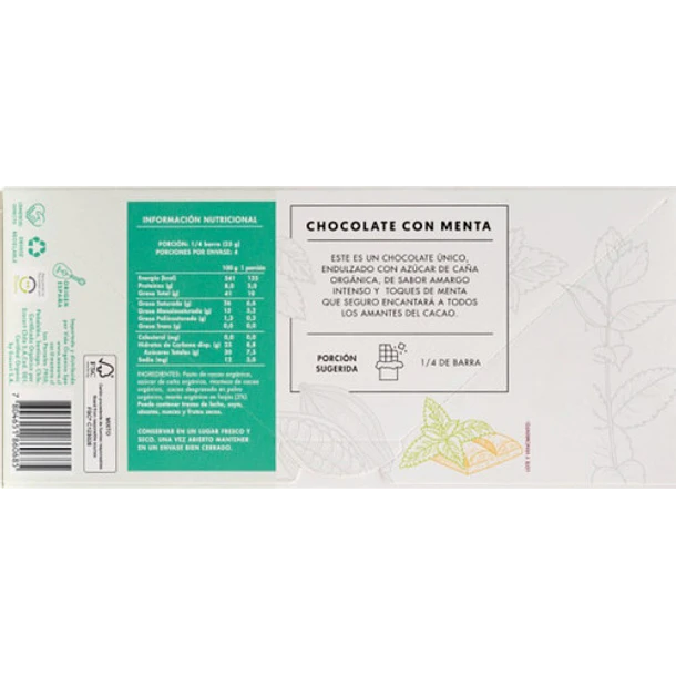 Manare - Barra De Chocolate Con Menta 70% Cacao 100g 2