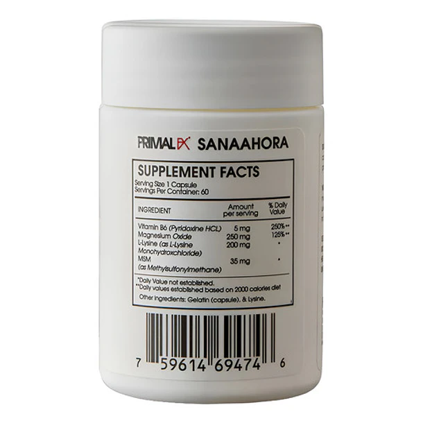 Primal Fx - Magnesio Magnesium + Lysine M6 60caps Sin Sabor 3