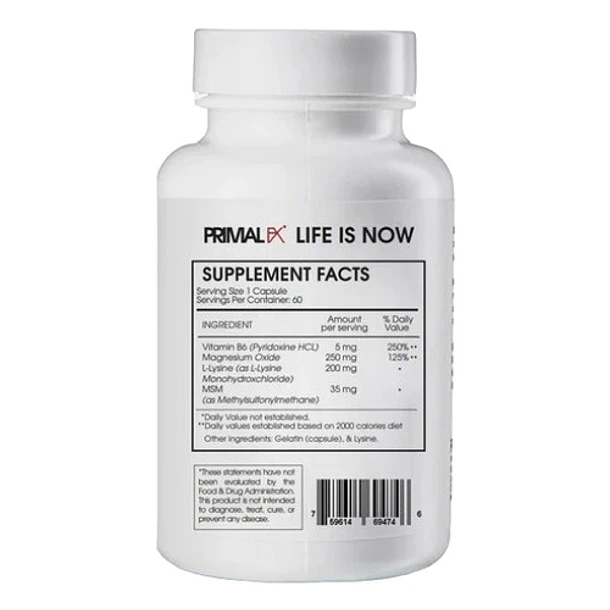 Primal Fx - Magnesio Magnesium + Lysine M6 60caps Sin Sabor 4